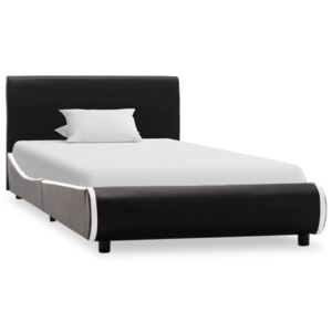 Rama łóżka, czarna, sztuczna skóra, 90 x 200 cm
