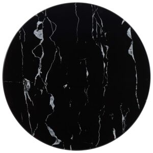 Blat stołu, czarny, Ø50 cm, szkło z teksturą marmuru