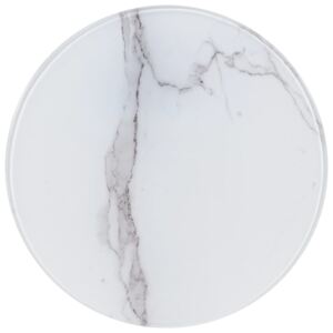 Blat stołu, biały, Ø40 cm, szkło z teksturą marmuru