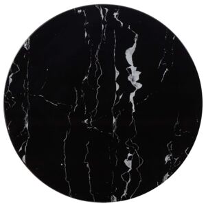 Blat stołu, czarny, Ø70 cm, szkło z teksturą marmuru
