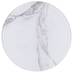 Blat stołu, biały, Ø30 cm, szkło z teksturą marmuru
