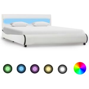 Rama łóżka z LED, biała, sztuczna skóra, 120 x 200 cm
