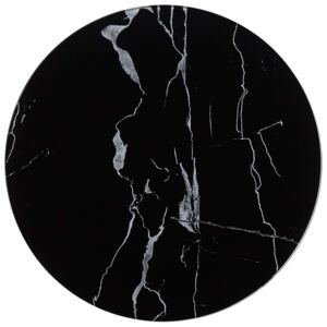 Blat stołu, czarny, Ø40 cm, szkło z teksturą marmuru