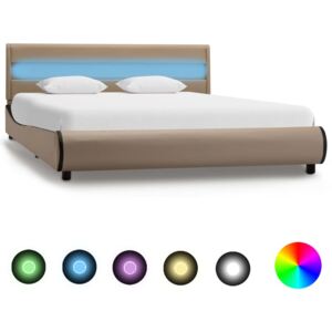 Rama łóżka z LED, kolor cappuccino, sztuczna skóra, 120x200 cm