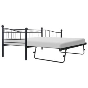 Rama łóżka, czarna, stalowa, 180x200/90x200 cm