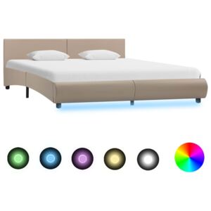 Rama łóżka z LED, cappuccino, sztuczna skóra, 160 x 200 cm