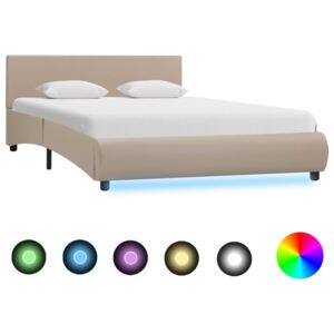 Rama łóżka z LED, cappuccino, sztuczna skóra, 120 x 200 cm