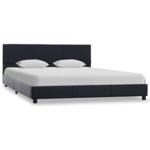 Rama łóżka z podnośnikiem, czarna, sztuczna skóra, 120 x 200 cm