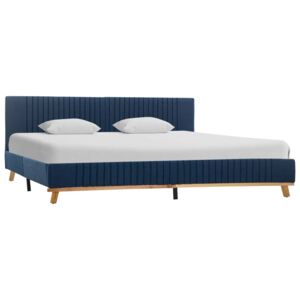 Rama łóżka, niebieska, tapicerowana tkaniną, 160 x 200 cm