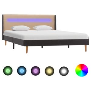 Rama łóżka z LED, kremowa, tkanina, 140 x 200 cm