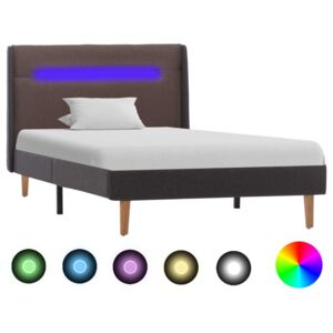 Rama łóżka z LED, taupe, tkanina, 90 x 200 cm
