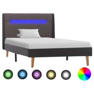 Rama łóżka z LED, szara, tkanina, 90 x 200 cm