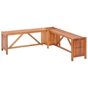 Ogrodowa ławka narożna z donicą, 150x150x40 cm, drewno akacjowe