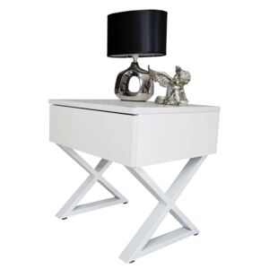 Stolik nocny metalowe białe nóżki X glamour