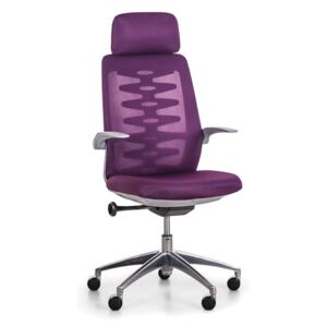 Krzesło biurowe z oparciem siatkowym SITTA GREY, fioletowy