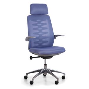 Krzesło biurowe z oparciem siatkowym SITTA GREY, niebieski