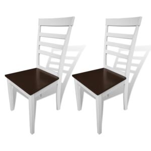 Krzesła do jadalni, 2 szt., drewniane, brązowo-białe