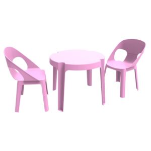 Różowy komplet dziecięcy ogrodowy 1 stołu i 2 krzesełek Resol Julieta
