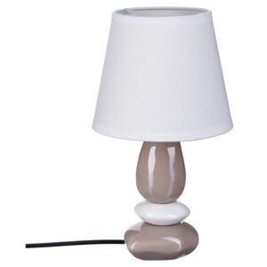Lampka stołowa GALET na ceramicznej podstawie, 30 cm, biała z beżową podstawą