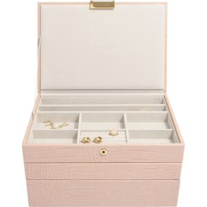 Pudełko na biżuterię potrójne classic Stackers Croc różowe