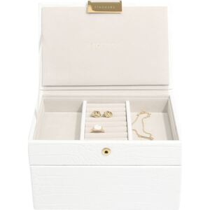 Pudełko na biżuterię podwójne mini Stackers Croc białe