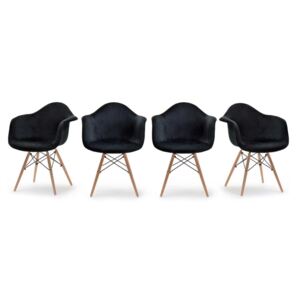 4 Krzesła Skandynawskie - Art105C - Welur Czarne