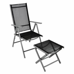 Komplet krzesło aluminiowe rozkładane ogrodowe z podnóżkiem - taboretem