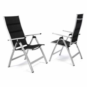 Zestaw 2 szt luksusowych regulowanych aluminiowych czarnych krzeseł