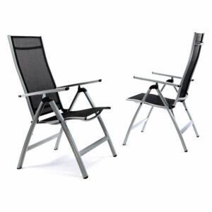 Zestaw 2 x bardzo szerokie ustawialne krzesła ogrodowe - czarne
