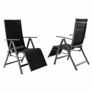 Zestaw 2 składanych czarnych krzeseł ogrodowych DELUXE
