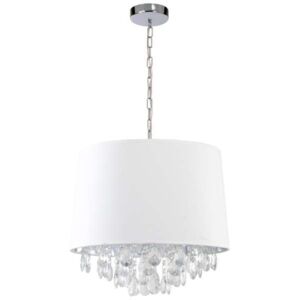 Żyrandol LAMPA wisząca VIGO LP-0412/1P WH Light prestige abażurowa OPRAWA zwis z kryształkami glamour crystal biały