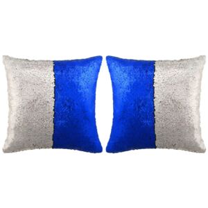 Zestaw 2 poduszek z cekinami 60x60 cm niebieski i srebrny