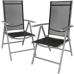 2 x Krzesło ogrodowe składane srebrny/czarny