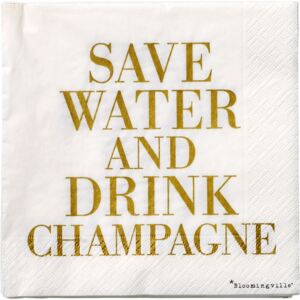 Serwetki Save Water Drink Champagne 20 szt. złoty napis