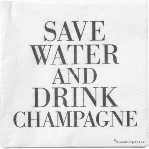 Serwetki Save Water Drink Champagne 20 szt. czarny napis