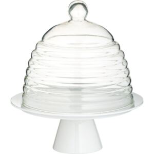 Patera porcelanowa ze szklanym kloszem Glass Dome