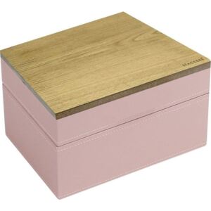 Pudełko na biżuterię podwójne mini wood różowo-szare