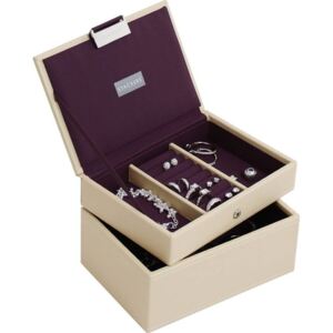 Pudełko na biżuterię podwójne mini Stackers fioletowo-beżowe
