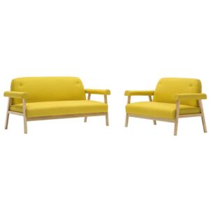 Tapicerowany zestaw wypoczynkowy w stylu vintage Eureka 3X - żółty