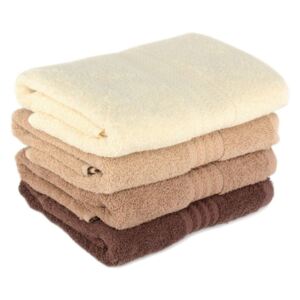 Zestaw 4 brązowych bawełnianych ręczników Rainbow Home, 50x90 cm