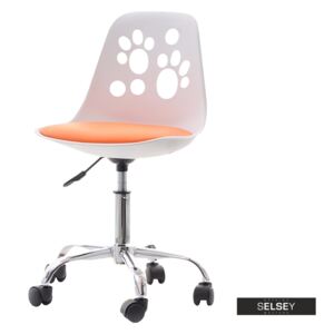 Fotel biurowy Foot biało - pomarańczowy dziecięcy do biurka