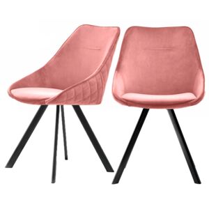 SELSEY Zestaw dwóch krzeseł tapicerowanych Jarel różowe pikowane