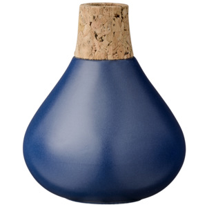 Wazon w kolorze niebieskim, Ceramika / Korek, Ø10 cm x wys. 12 cm