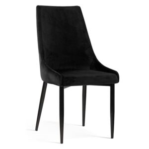 Czarne krzesło Luis velvet na nodze metalowej