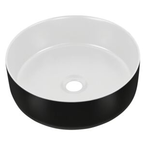 Okrągła czarno-biała umywalka nablatowa - Cersit