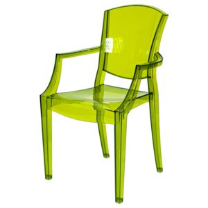 Krzesło Designerskie PEONY transparentne zielone kolor: zielony transparentny, Materiał: poliwęglan