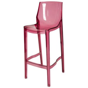 Krzesło Designerskie barowe STORK transparentne czerwone kolor: czerwony transparentny, Materiał: poliwęglan