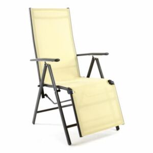 Aluminiowye krzesło ogrodowe MET z podnóżkiem - kremowy