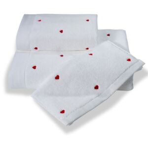 Mały ręcznik MICRO LOVE 32x50cm Biały / czerwone serduszka