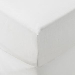 Prześcieradło białe bawełniane z gumką 140x190 cm idealne na jednoosobowe łóżko